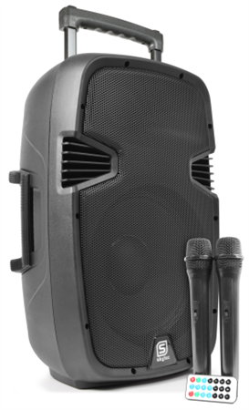 Vonyx - 12" högtalare Bluetooth, batteri, dubbla trådlösa mikrofoner